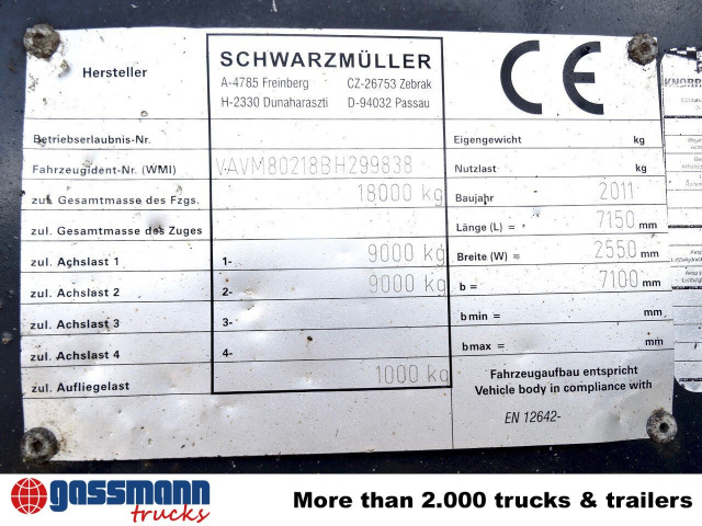Schwarzmüller M-Serie, Alu-Bordwände, ca. 11m³ 