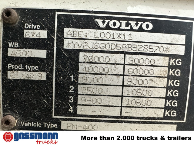 Volvo FM 400/6x4 R, VDL S-21-6200 bis 7m Container 